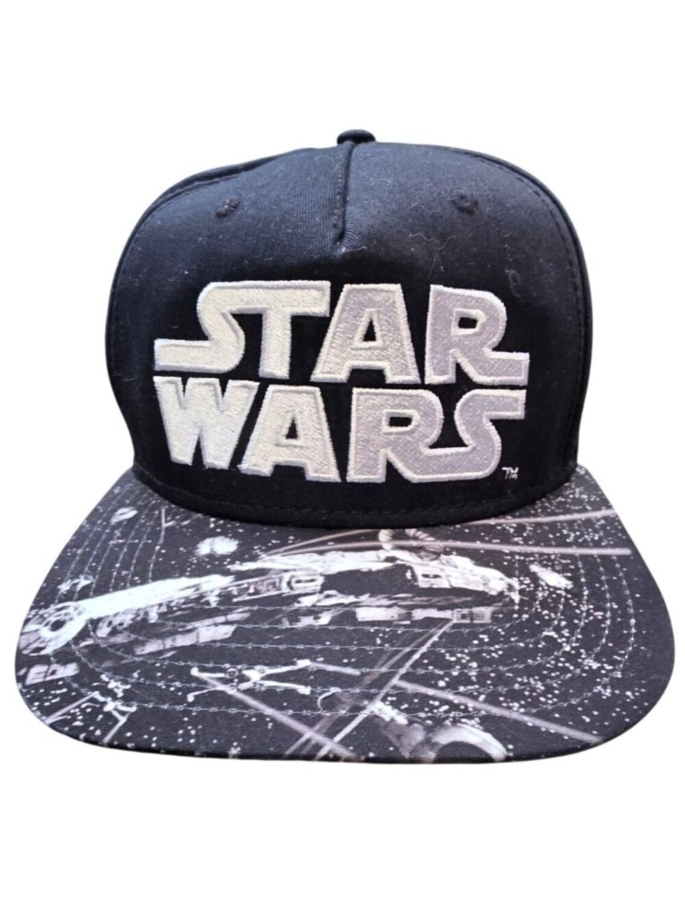 Star Wars Snapback Hat Embroidered Logo Millennium Falcon Graphic Brim Cap